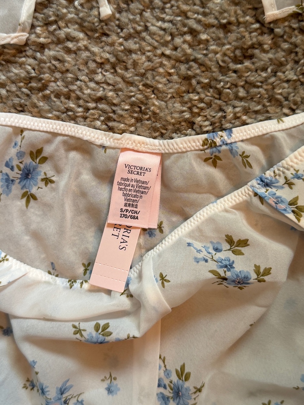 NWT VS Sheer Floral Intimate Cami & Shorts Set in Cream and Light Blue - Picture 2 of 4